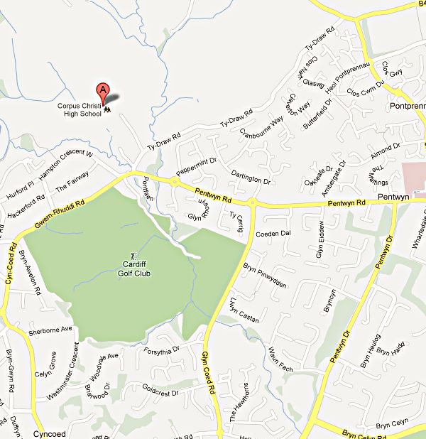 Location Map of Highfields Church Pontprennau