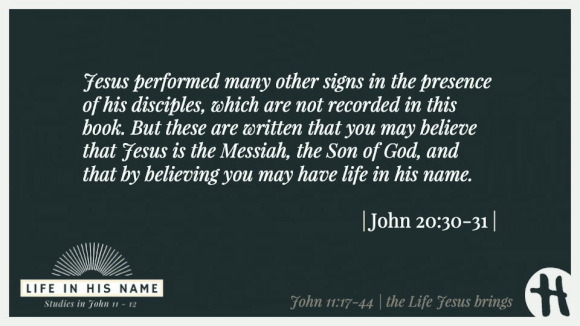 Jesus performed many other signs in the presence of his disciples, which are not recorded in this book. But these are written that you may believe that Jesus is the Messiah, the Son of God, and that by believing you may have life in his name.