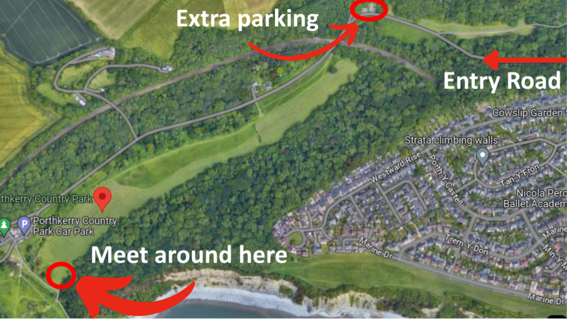 Porthkerry Meetup Points